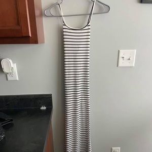 Long black and white striped dress